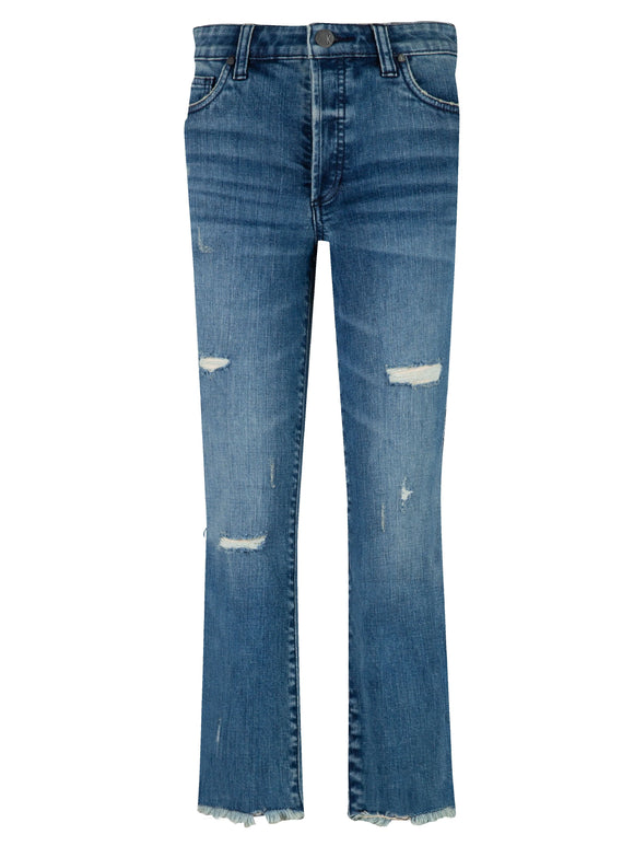 KUT- Reese High Rise FAB AB Ankle Straight Raw Jeans- Unique
