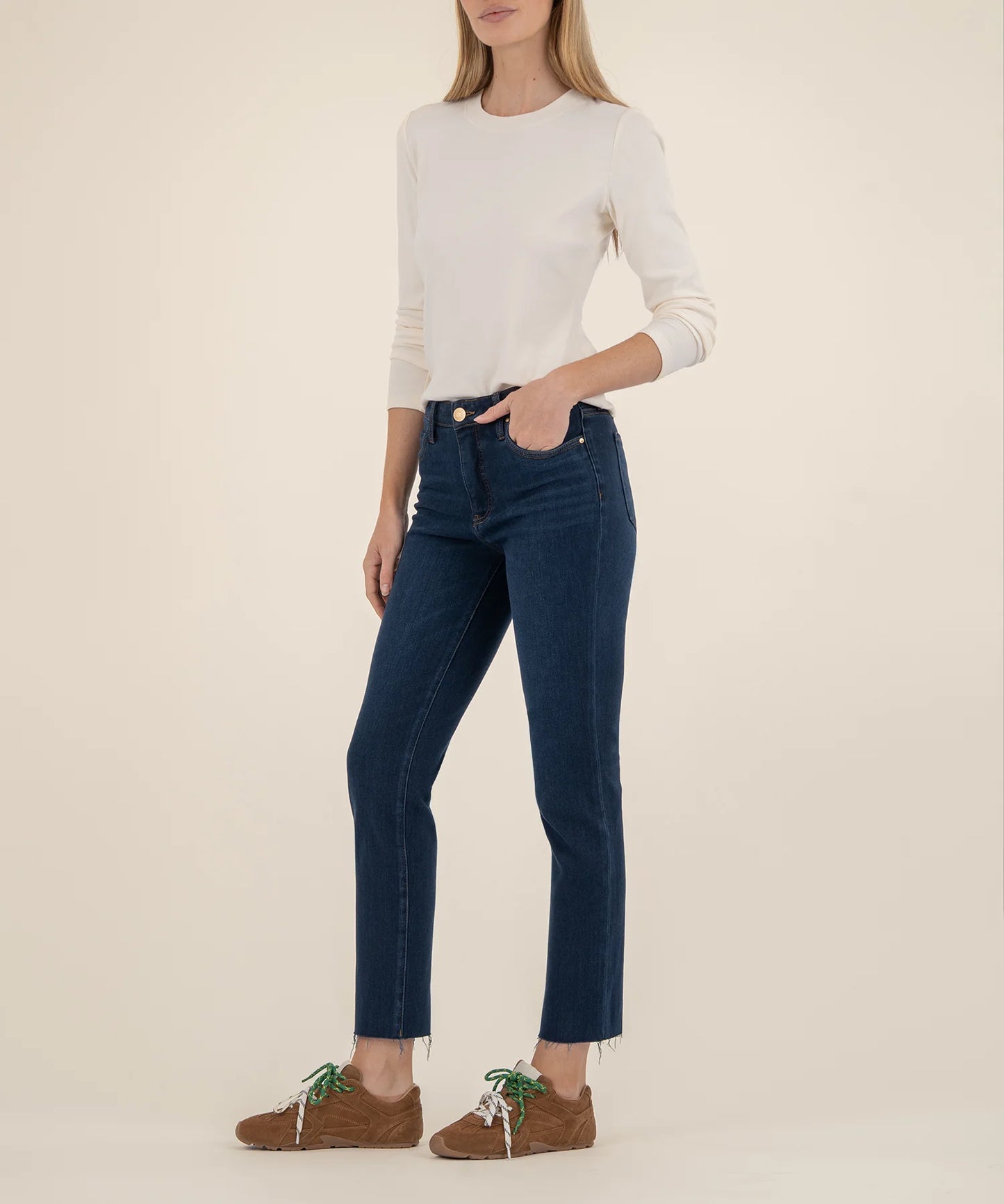 KUT- Reese High Rise Ankle Straight Jean - Courageous