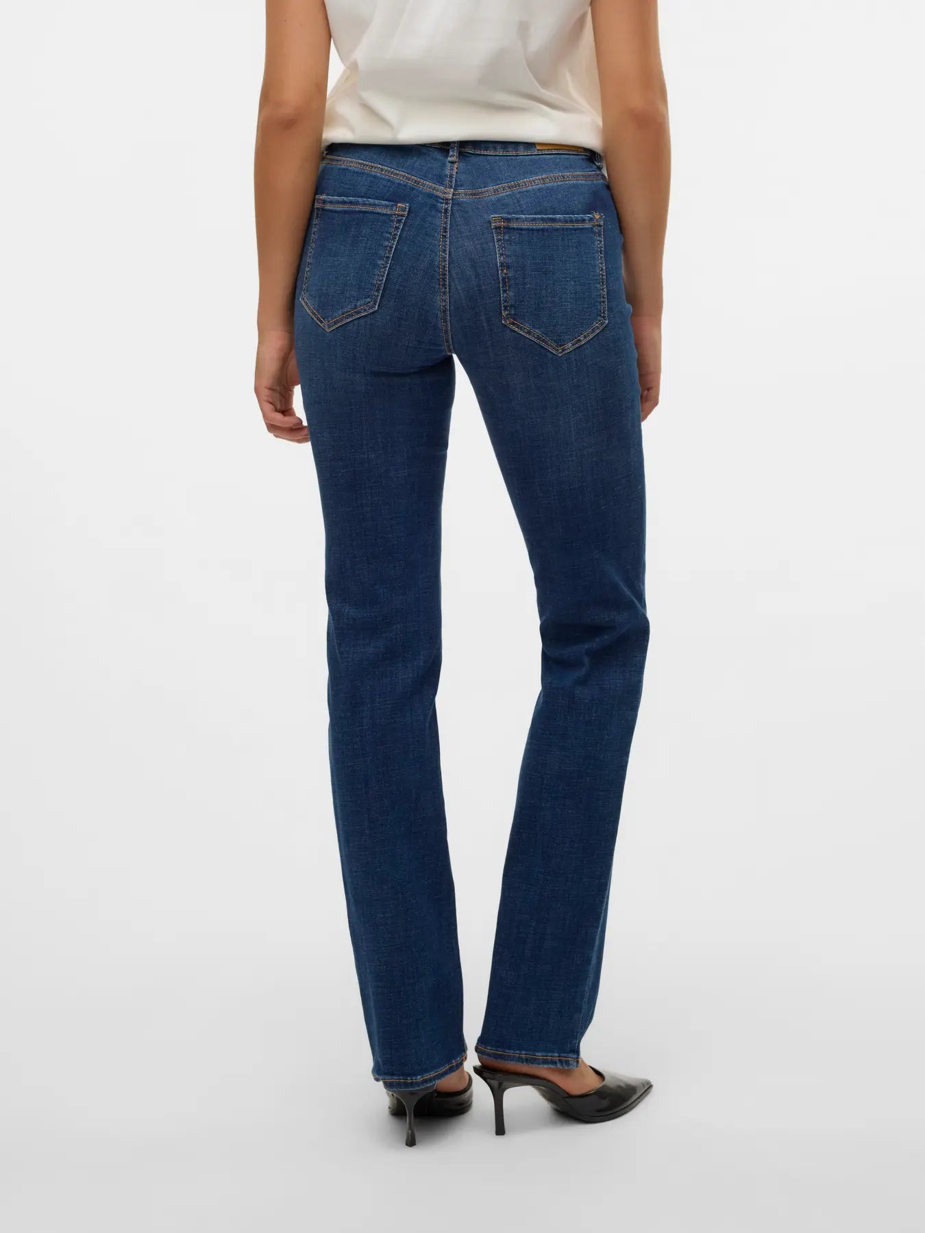Vero Moda - Flash Mid Rise Straight Jean - Dark Blue