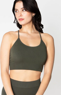 C'est Moi Bamboo Ribbed Cross Back Top