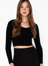 C'est Moi - Bamboo L/S Crop Scoop Neck Top