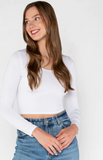 C'est Moi - Bamboo L/S Crop Scoop Neck Top
