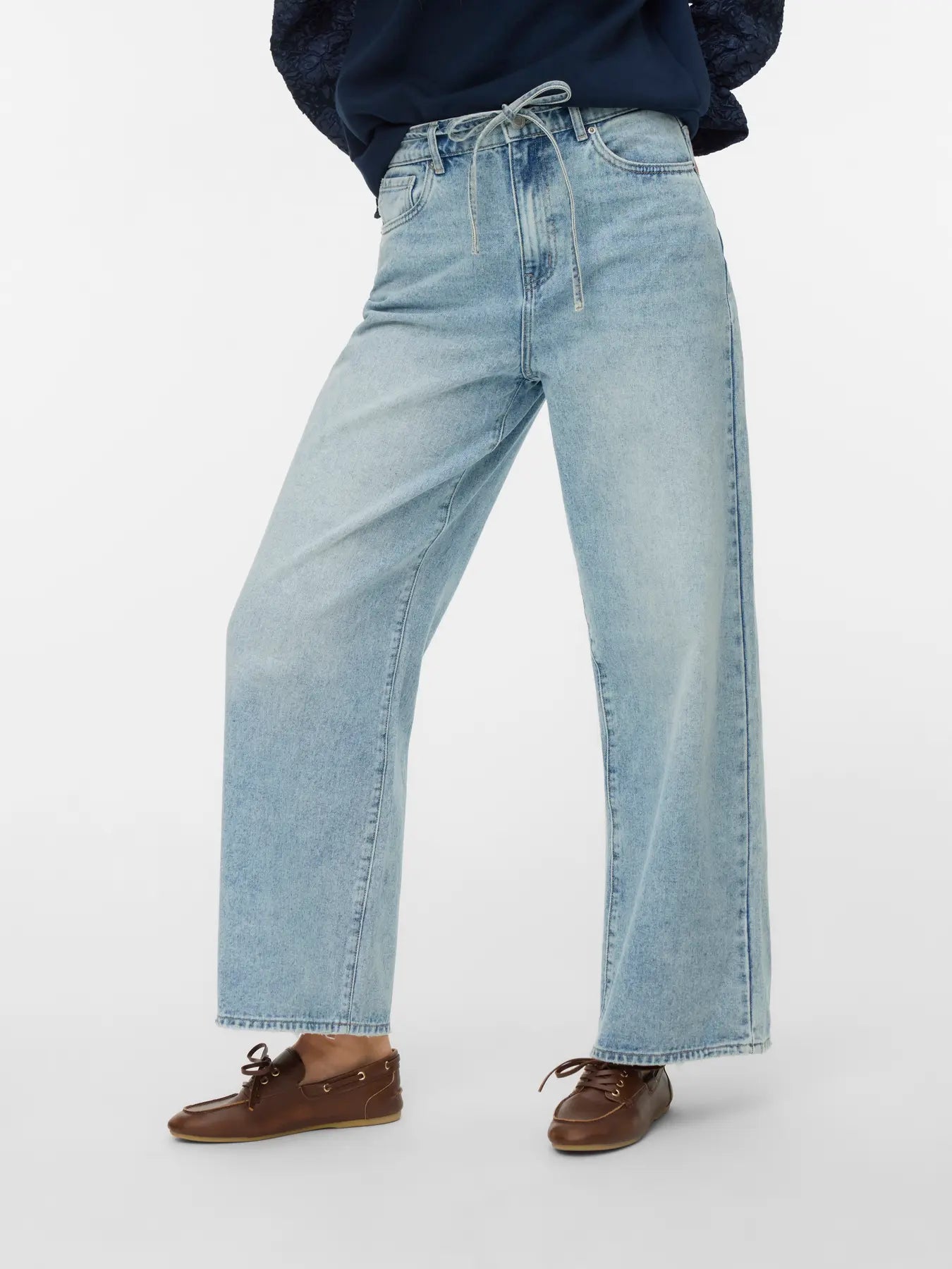 Vero Moda Wien Mid Rise Wide Belt Jeans