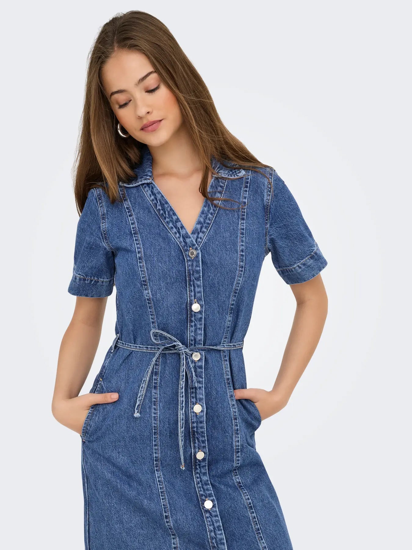 Only Fina Belted Denim Dress