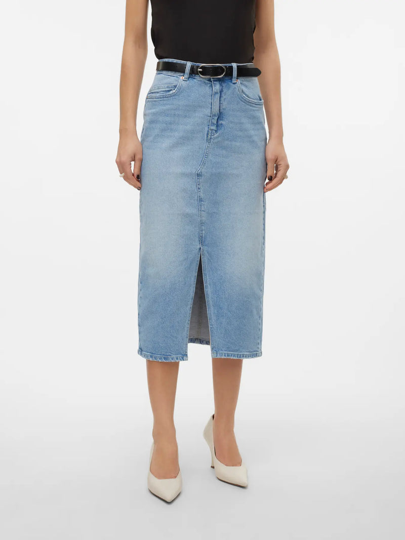 Vero Moda Veri High Rise Calf Denim Skirt