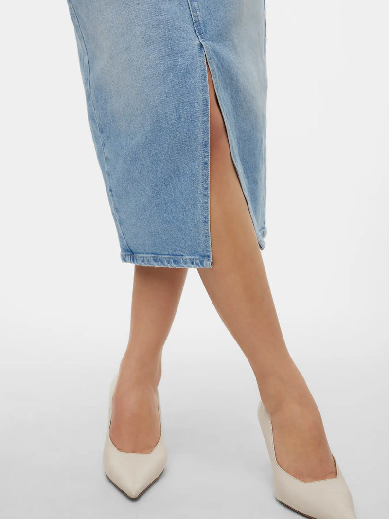 Vero Moda Veri High Rise Calf Denim Skirt