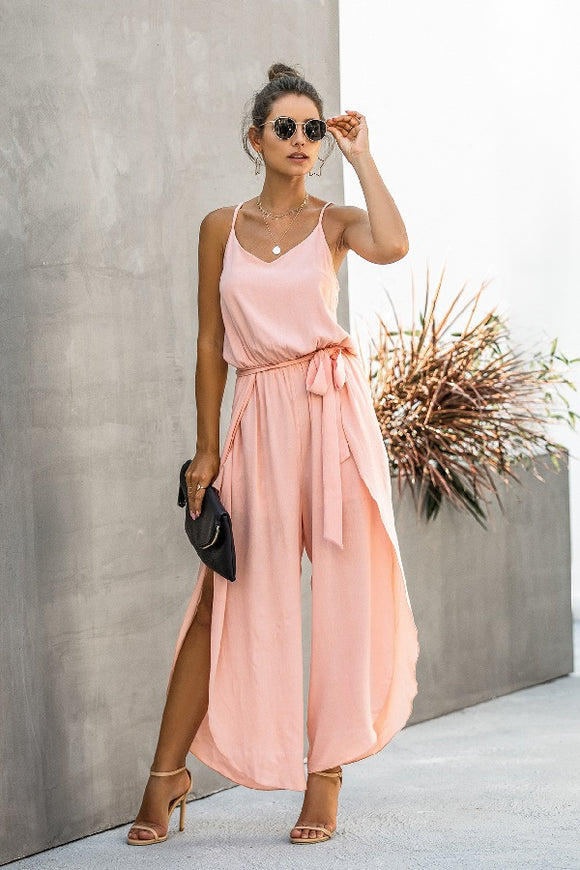 Stephanie Spaghetti Strap Wide Leg Jumpsuit