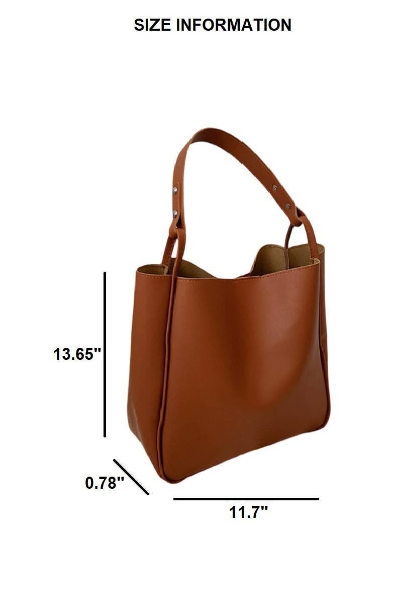 Simple Trendy Vegan Leather Shoulder Pouch Bag