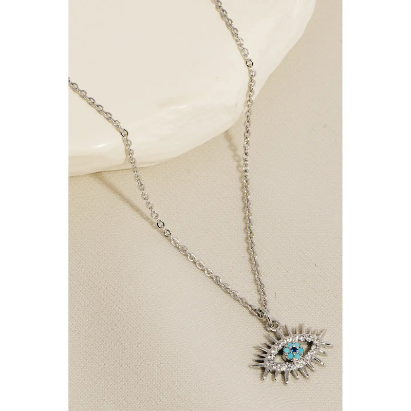 Pave Evil Eye Pendant Necklace
