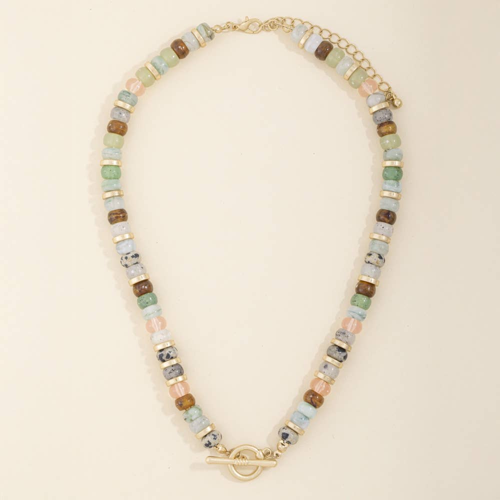 Semi Precious Bead Toggle Statement Necklace