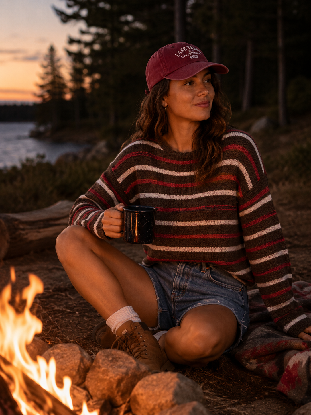 Only- Sky Stripe Lightweight Sweater