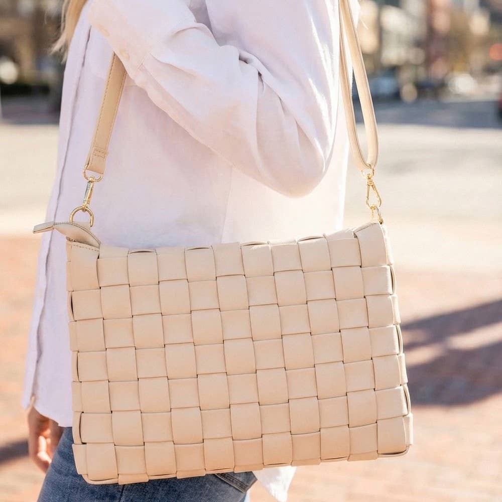 Leather Basket Weave Hand Bag