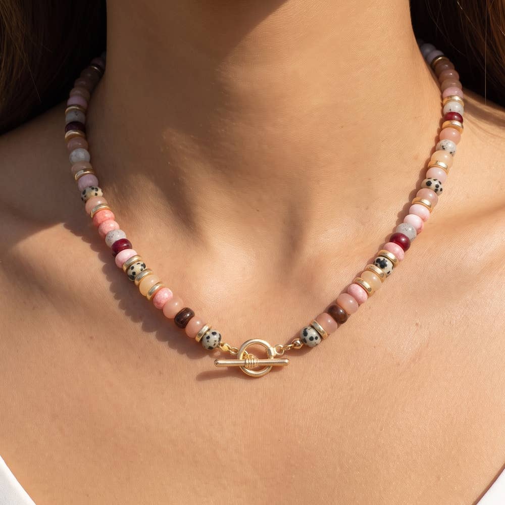 Semi Precious Bead Toggle Statement Necklace