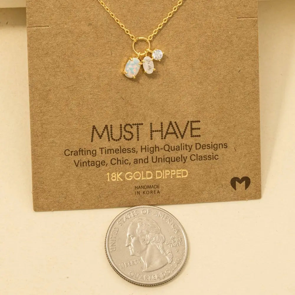 Dainty Opal Crystal Charm Necklace