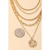 Multi Strand Chain Coin Pendant Necklace