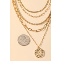 Multi Strand Chain Coin Pendant Necklace