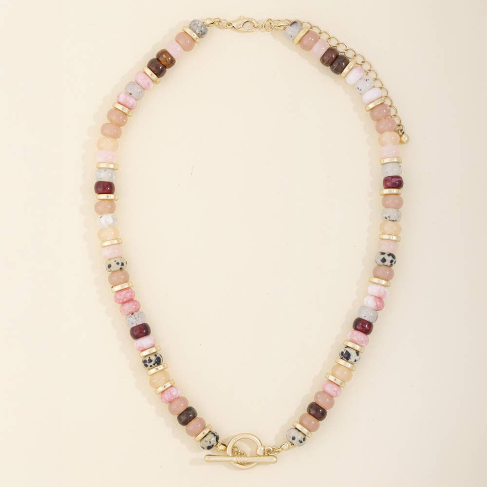 Semi Precious Bead Toggle Statement Necklace