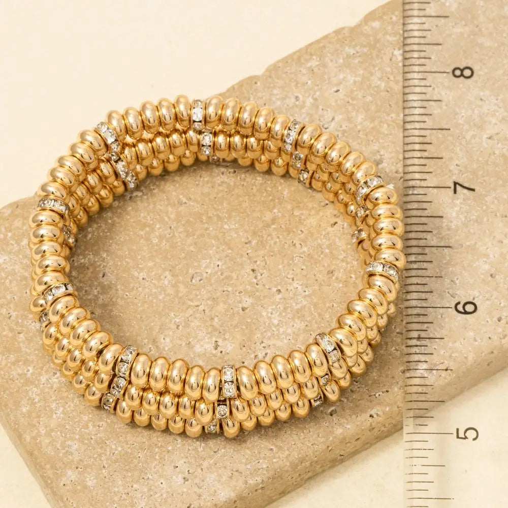 Rhinestone and Metallic Disc Beaded Bracelet