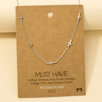 Gold Dipped Dainty Cross Station Necklace