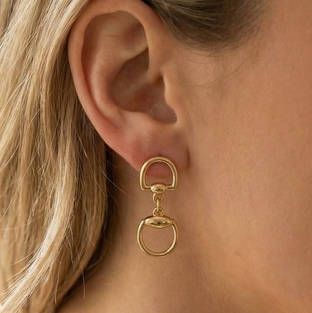 Equestrian Horse Bit Ring Drop Earrings