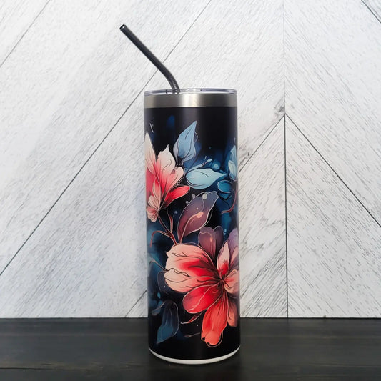Dark Floral Matte Tumbler