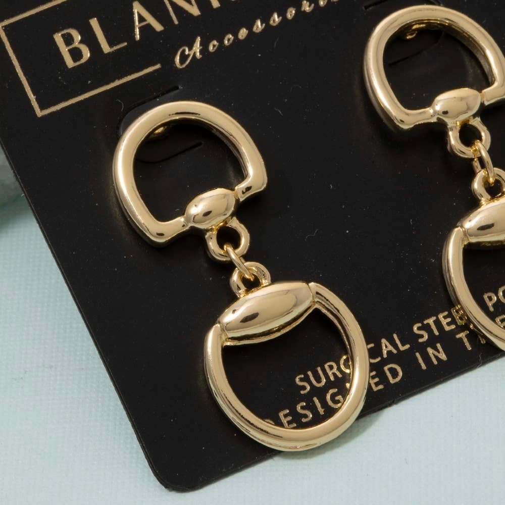 Equestrian Horse Bit Ring Drop Earrings
