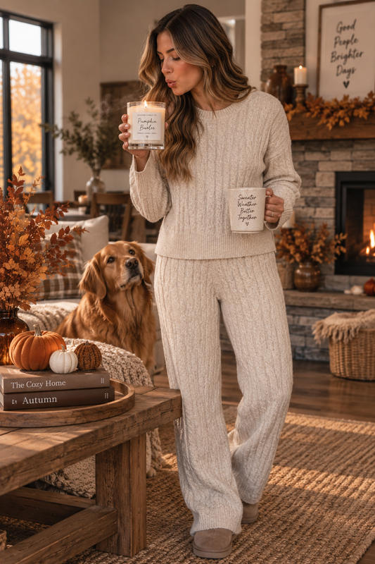 Fireside Cable Knit Set- TOP