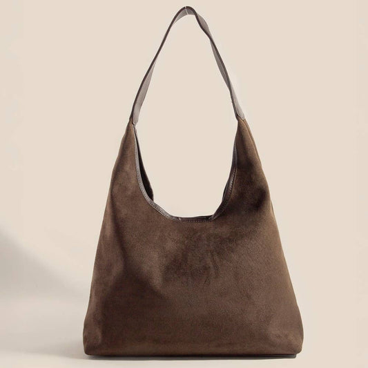 Suede Leather Trim Hobo Bag