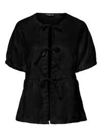 Pieces- Mabel 2/4 Jacquard Tie Front Top