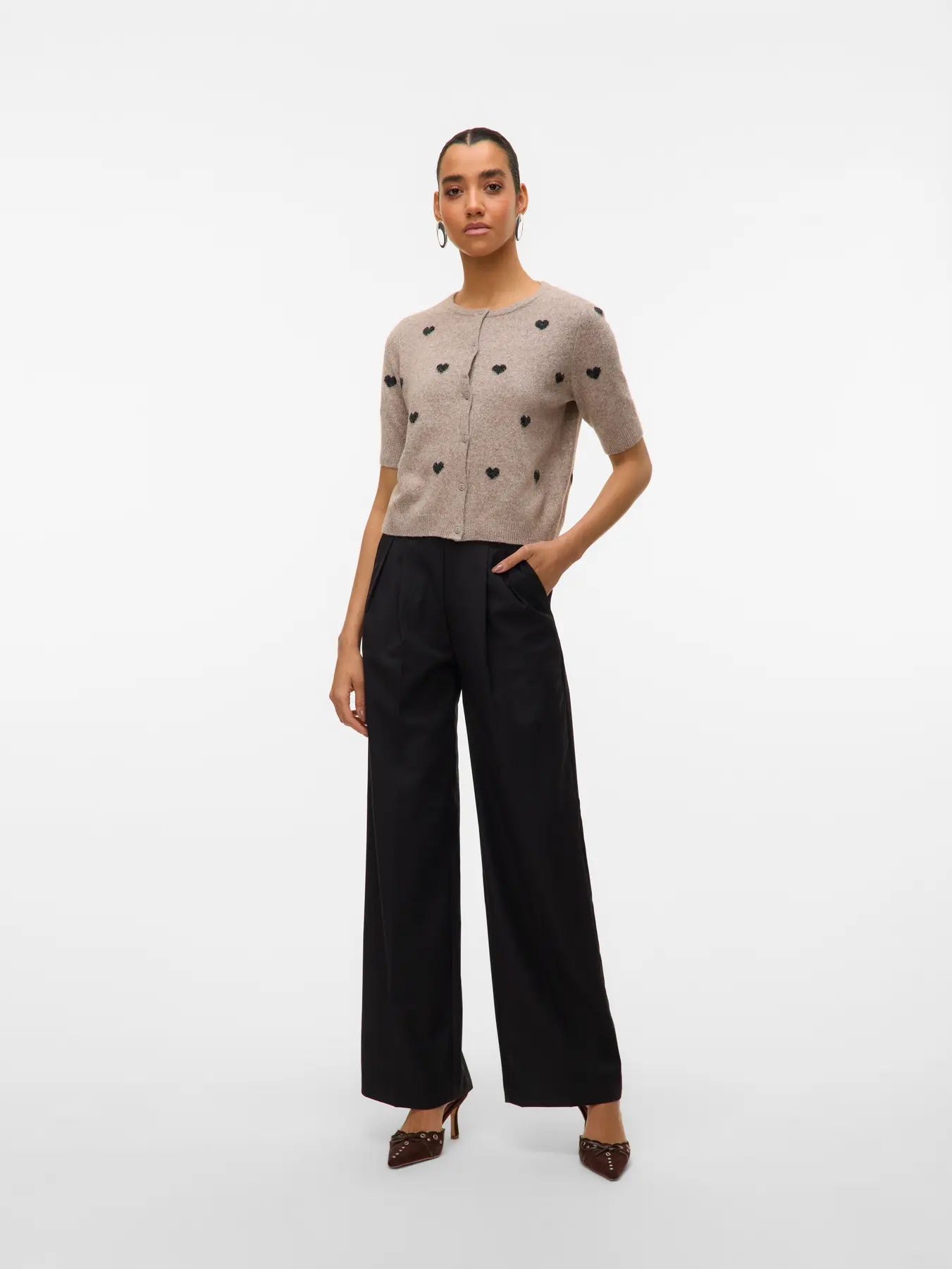 Vero Moda - Doffy Intarsia 2/4 O-Neck Cardigan