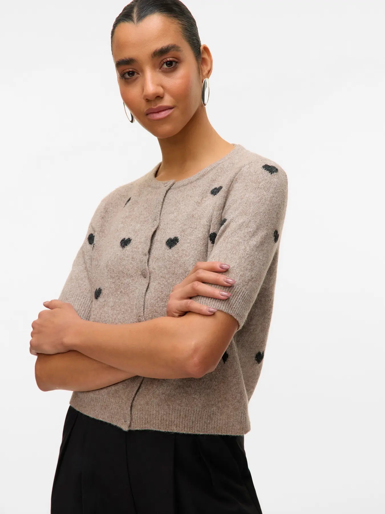 Vero Moda - Doffy Intarsia 2/4 O-Neck Cardigan