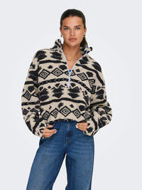 Only Janne Aztec Teddy 1/4 Zip Sweatshirt