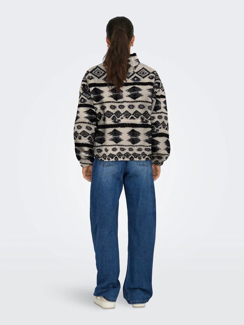 Only Janne Aztec Teddy 1/4 Zip Sweatshirt