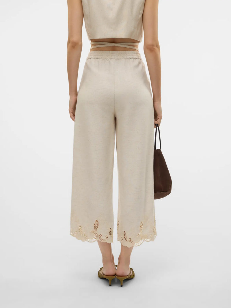 Vero Moda Soffie Midrise Embroidered Culotte Pants