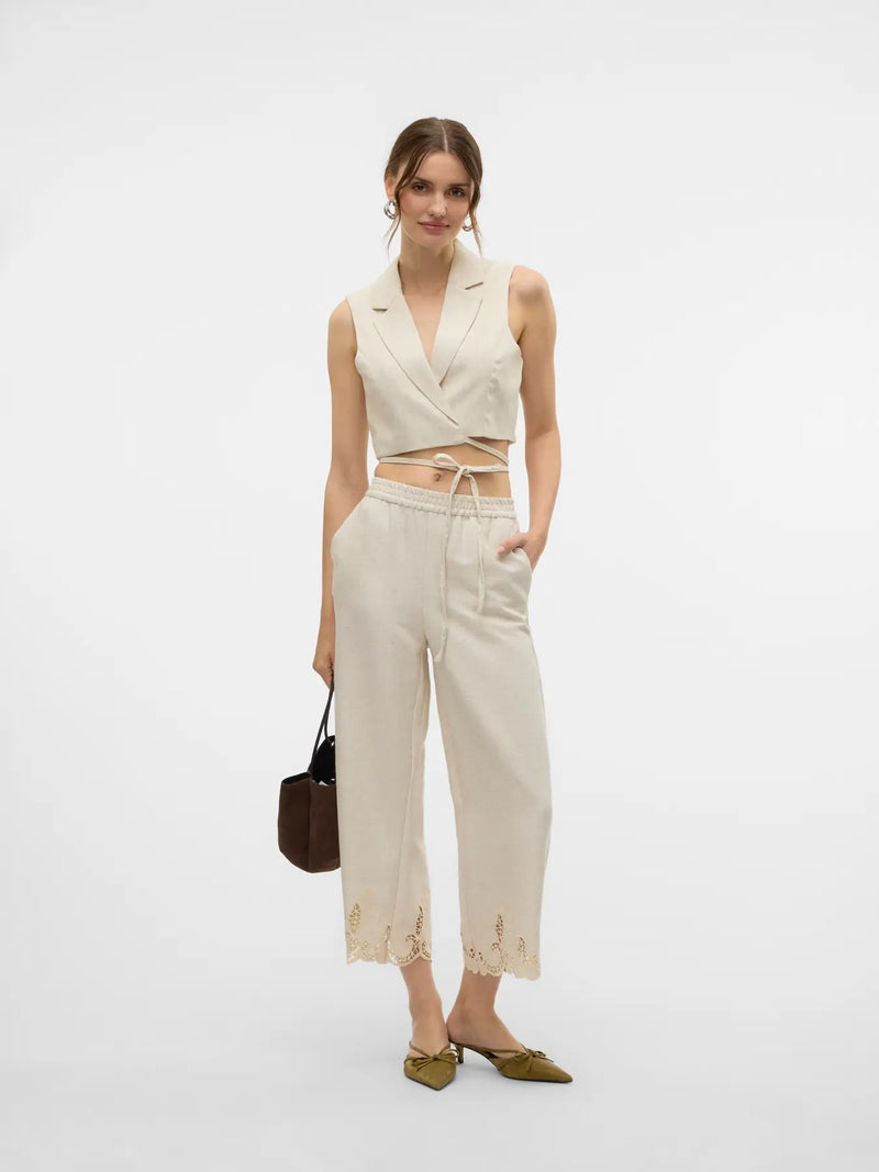 Vero Moda Soffie Midrise Embroidered Culotte Pants