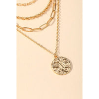 Multi Strand Chain Coin Pendant Necklace