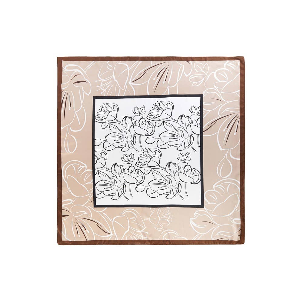 Framed Panel Lily Outline Square Scarf