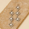 Pearl Stud Triple Clover Dangle Chain Earrings