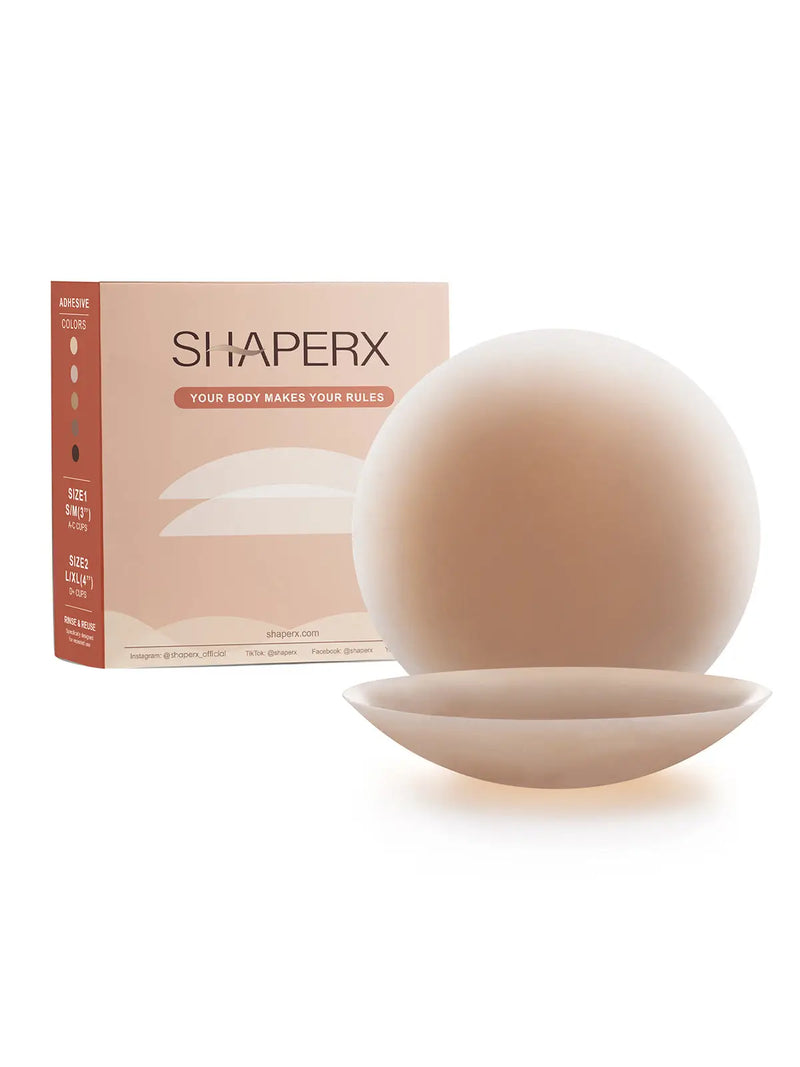 SHAPERX Women's Invisible Nipple Covers Adhesive Silicone Pasties Reusable Bra with Travel Box