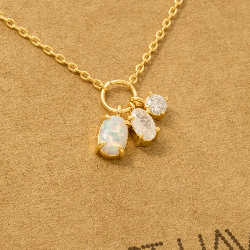 Dainty Opal Crystal Charm Necklace
