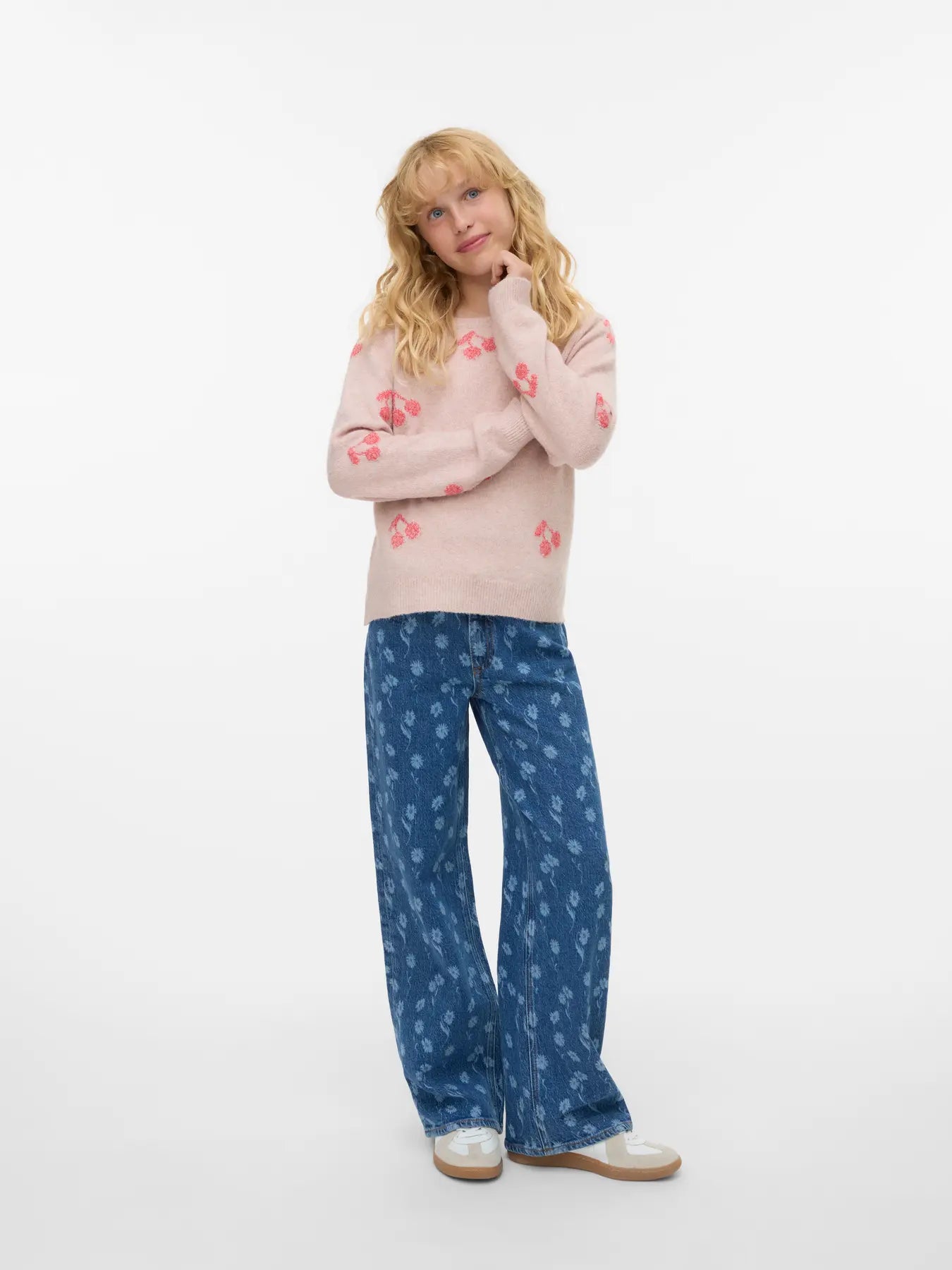 Vero Girl - Doffy Intarsia O-Neck Sweater