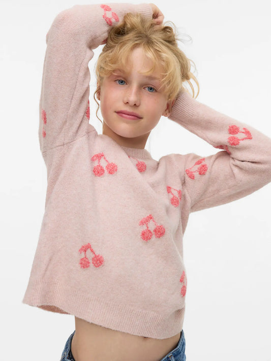 Vero Girl - Doffy Intarsia O-Neck Sweater