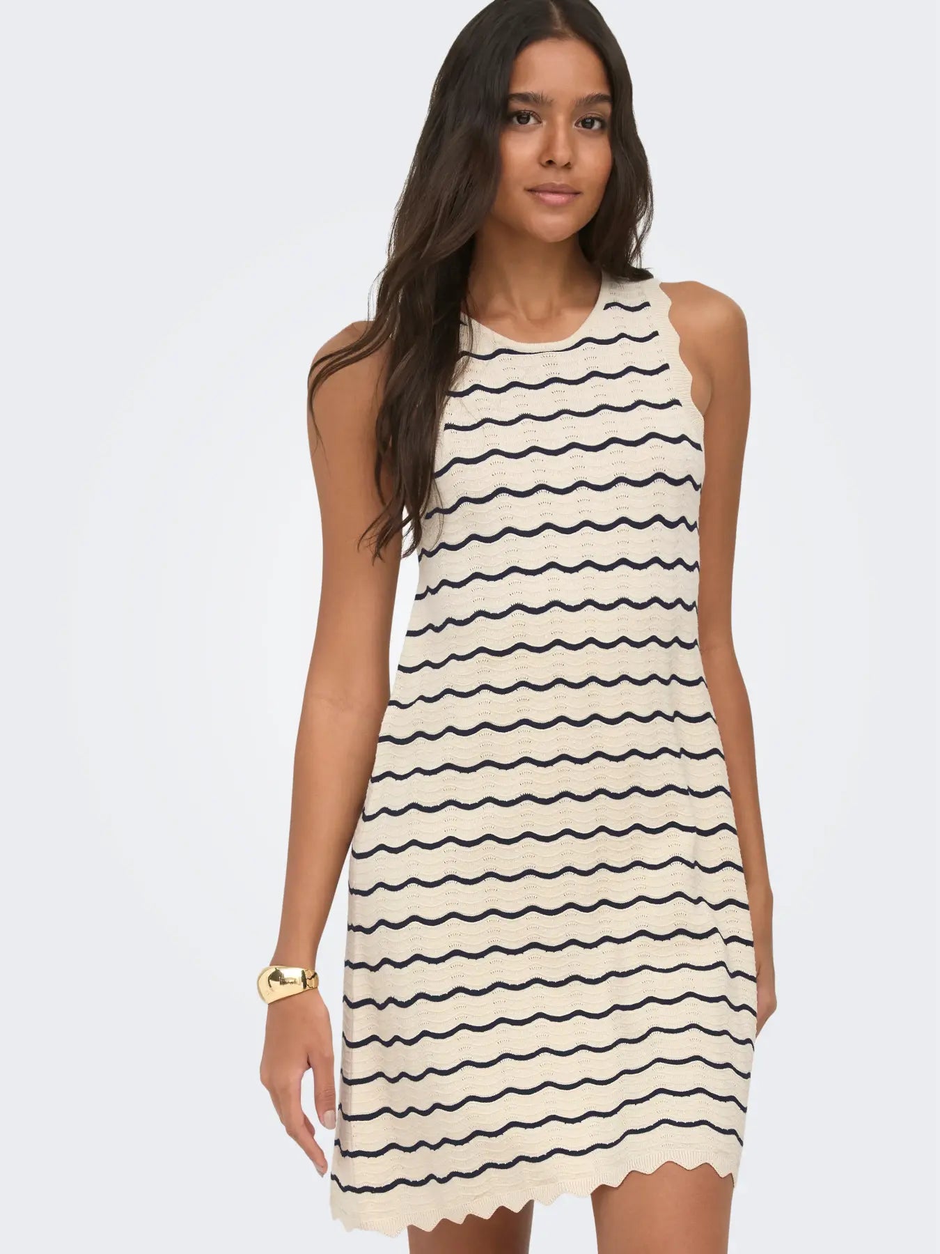 Only - Armilla Scalloped Stripe Knit Dress
