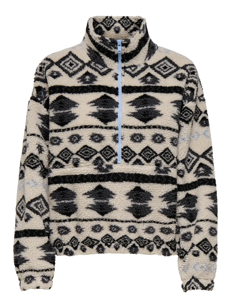 Only Janne Aztec Teddy 1/4 Zip Sweatshirt