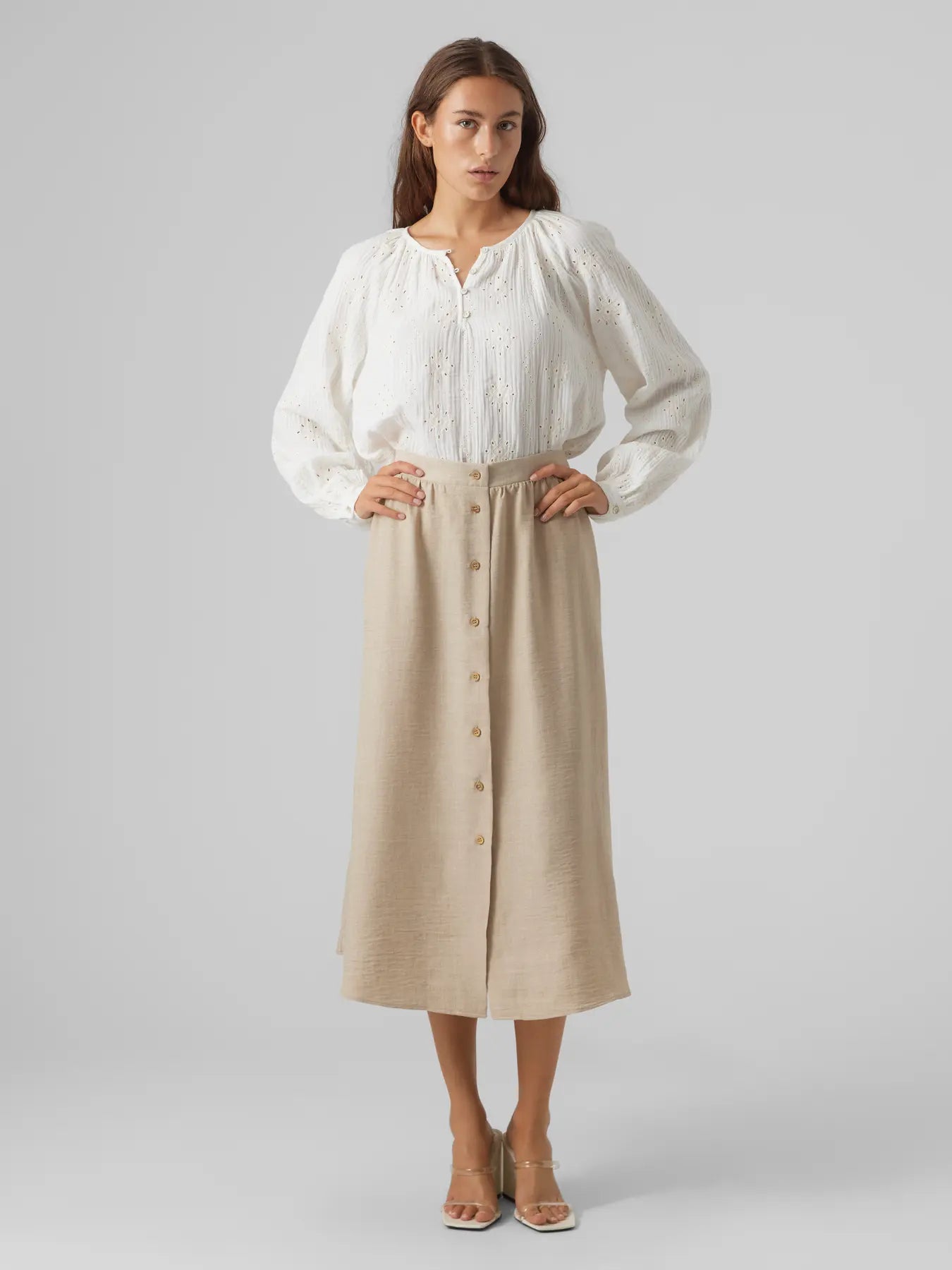 Vero Moda Melaney High Waist Button Skirt