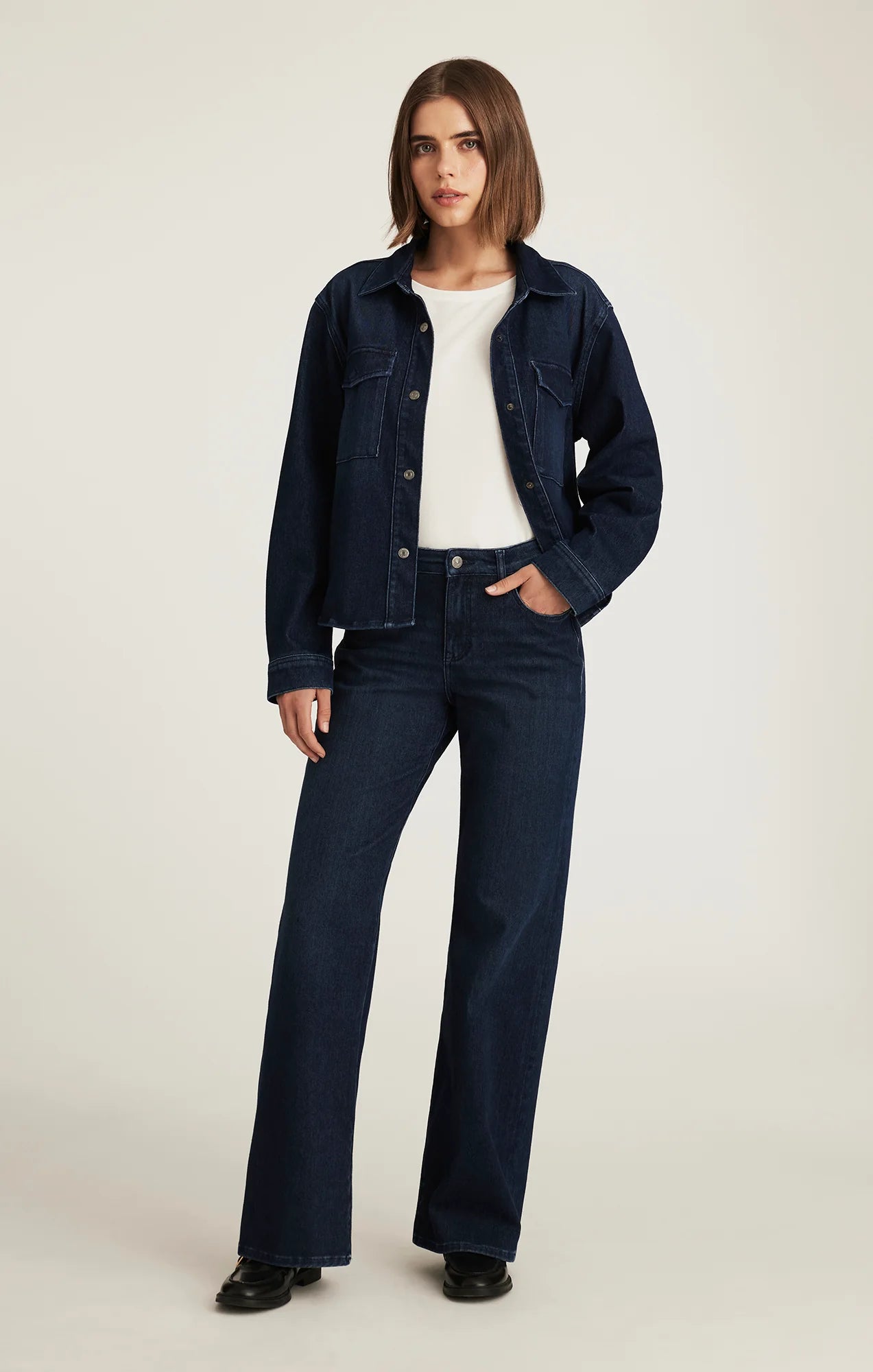 Mavi - Sabrina Dark Blue Wide Leg Mid Rise Jeans