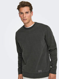 Only & Sons -Mens -  Brock Washed Crewneck Sweater