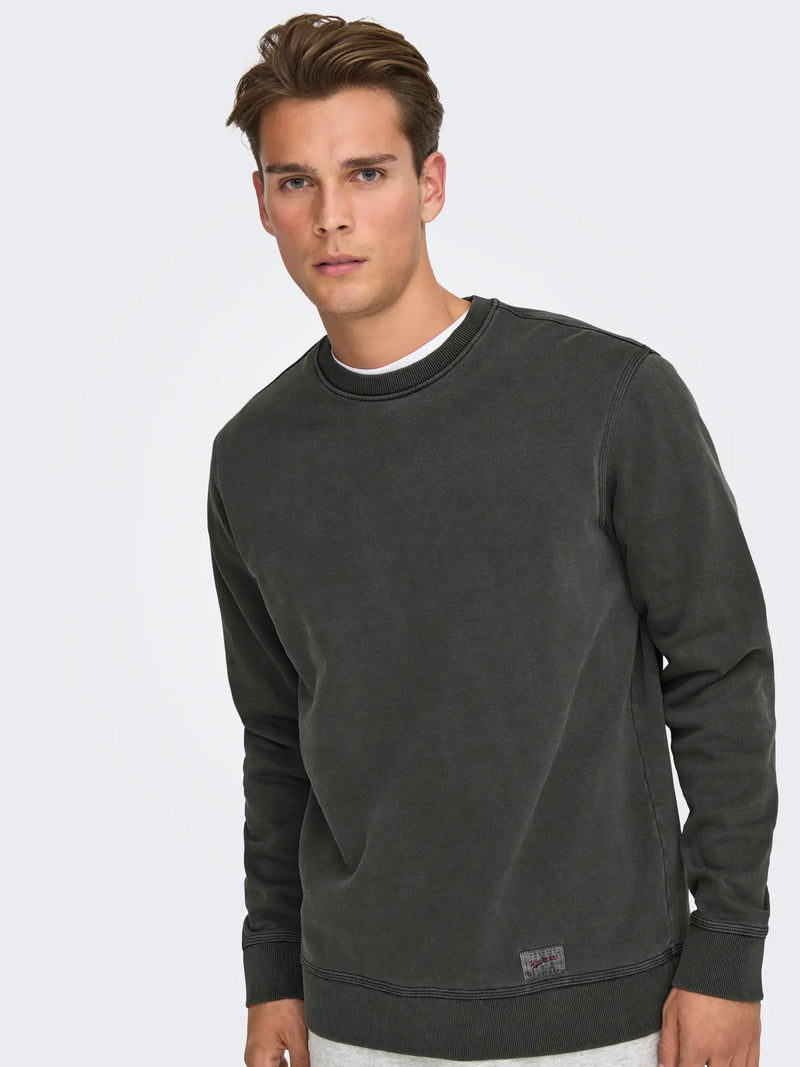 Only & Sons -Mens -  Brock Washed Crewneck Sweater