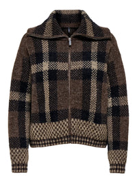 Only Maroon Zip Collar Cardigan