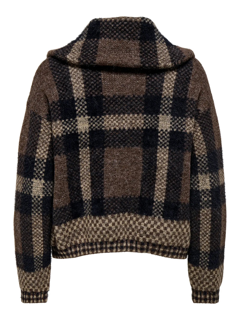 Only Maroon Zip Collar Cardigan